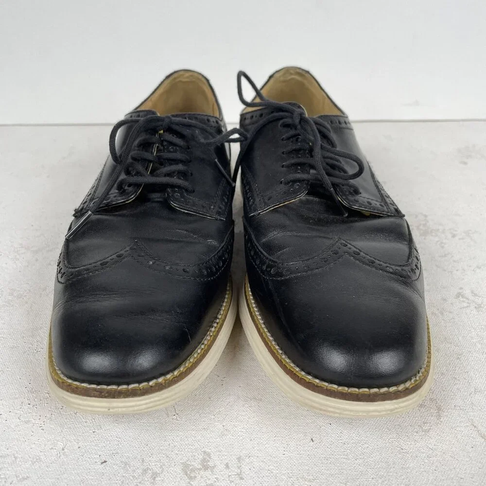 Cole Haan Grand OS Oxfords Mens‎ 8.5 Black Leather Wingtips Formal